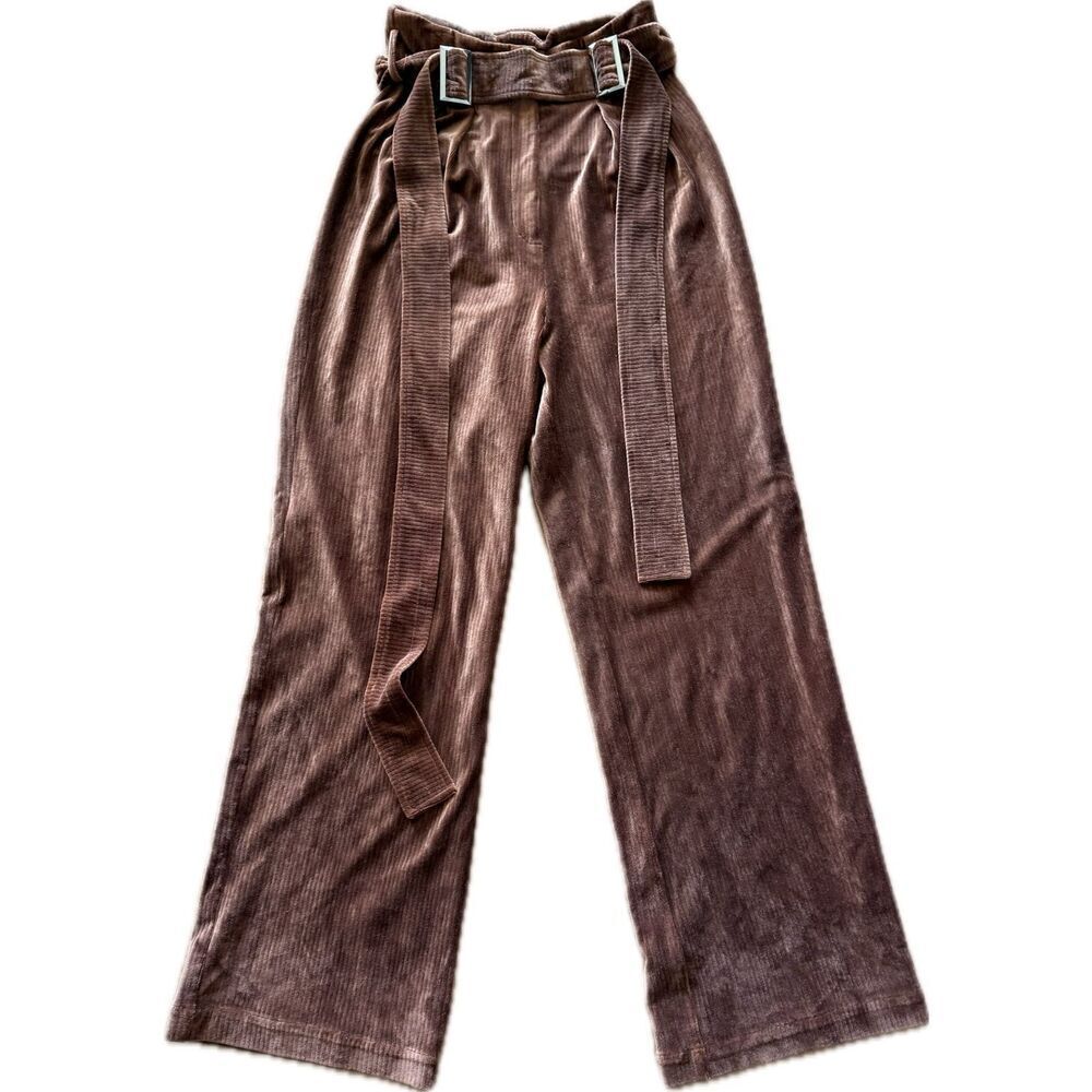 Just One Answer JOA Pleated Velvet High Rise Pants Champagne Women’s Size S